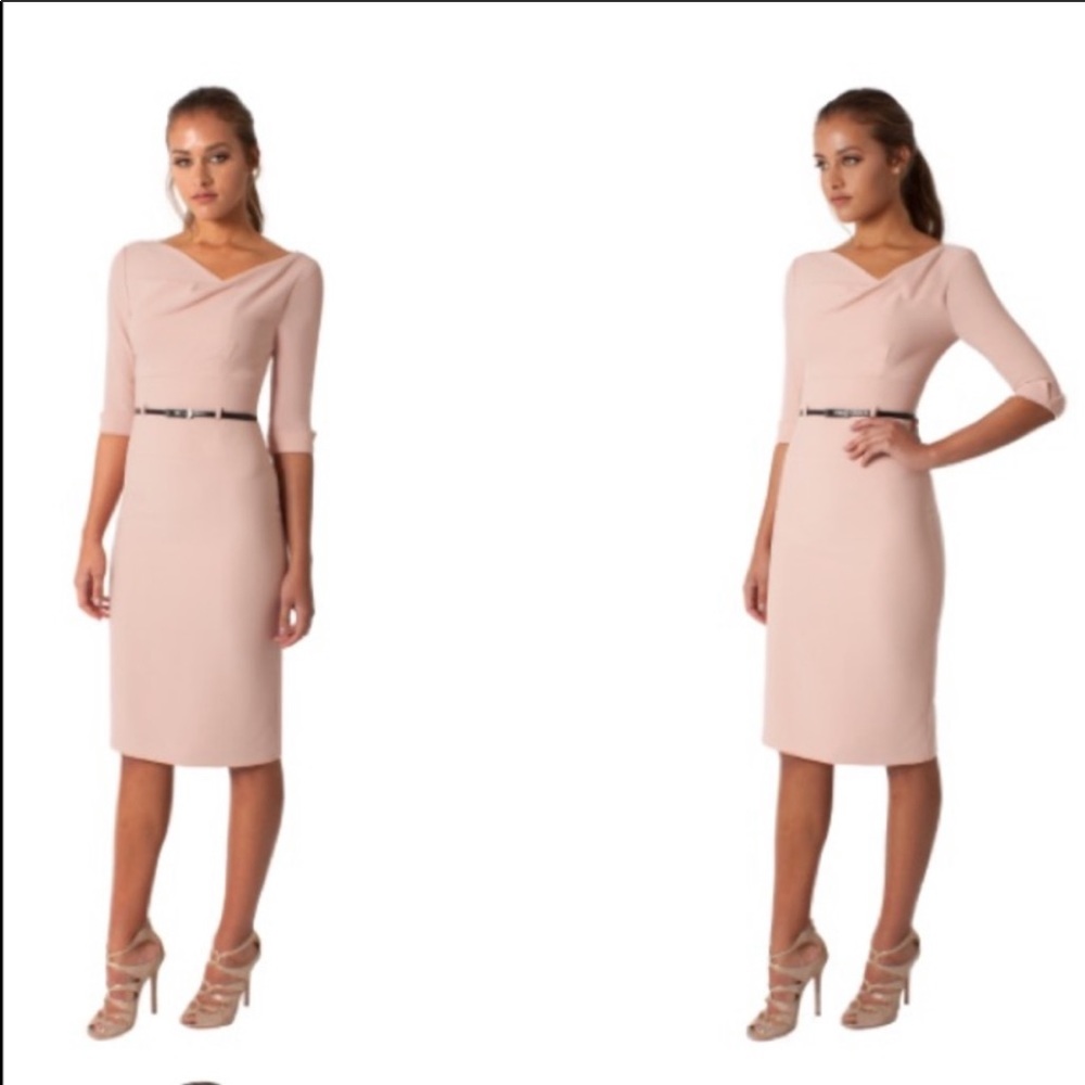 Black Halo 3/4 sleeve Jackie O nude dress size 4